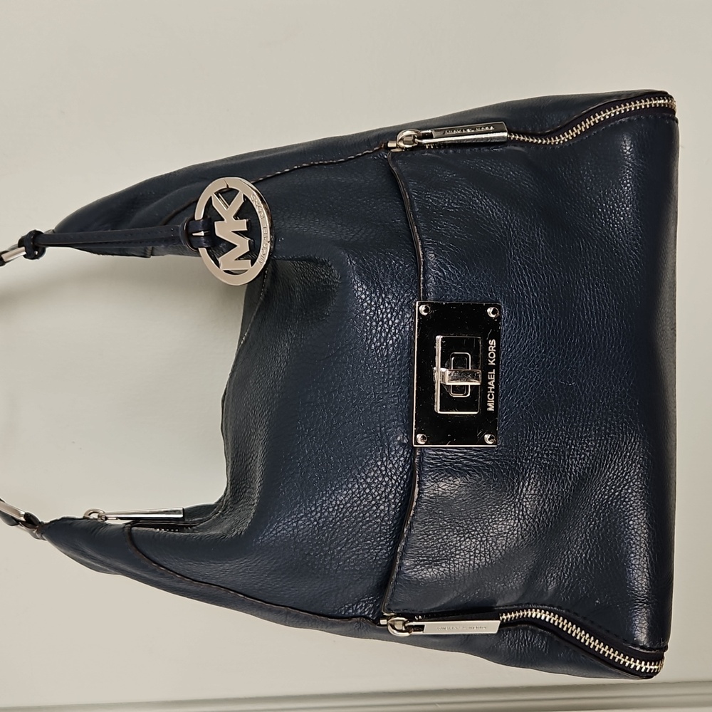 Michael Kors Large Navy Leather Hobo Bag